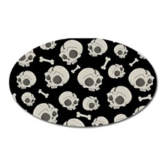 Halloween Skull Pattern Oval Magnet by Valentinaart