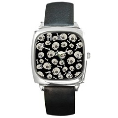 Halloween Skull Pattern Square Metal Watch by Valentinaart