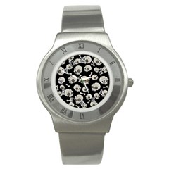 Halloween Skull Pattern Stainless Steel Watch by Valentinaart