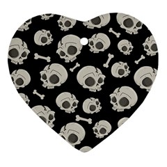 Halloween Skull Pattern Heart Ornament (two Sides) by Valentinaart