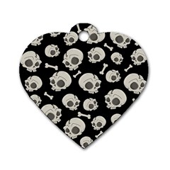 Halloween Skull Pattern Dog Tag Heart (one Side) by Valentinaart