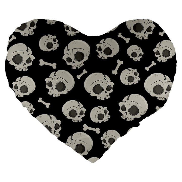 Halloween skull pattern Large 19  Premium Heart Shape Cushions