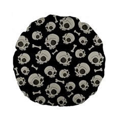 Halloween Skull Pattern Standard 15  Premium Flano Round Cushions by Valentinaart