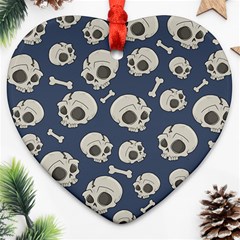 Halloween Skull Pattern Ornament (heart) by Valentinaart