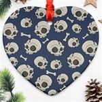 Halloween skull pattern Heart Ornament (Two Sides) Front