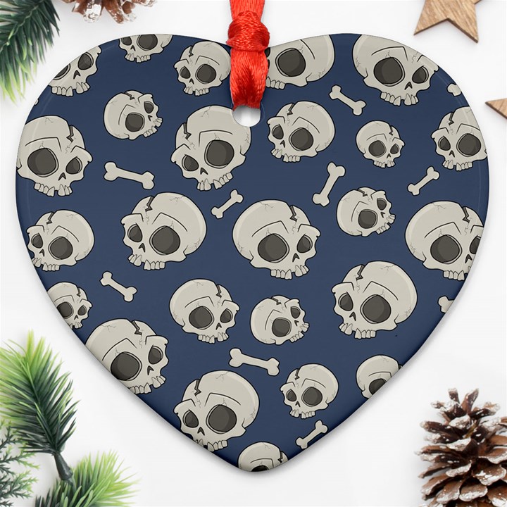 Halloween skull pattern Heart Ornament (Two Sides)