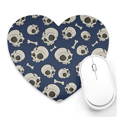 Halloween Skull Pattern Heart Mousepads by Valentinaart