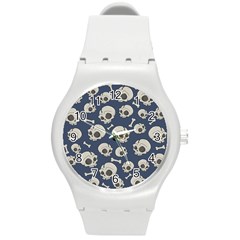 Halloween Skull Pattern Round Plastic Sport Watch (m) by Valentinaart