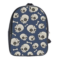 Halloween Skull Pattern School Bag (xl) by Valentinaart