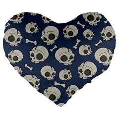 Halloween Skull Pattern Large 19  Premium Heart Shape Cushions by Valentinaart