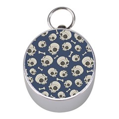 Halloween Skull Pattern Mini Silver Compasses by Valentinaart