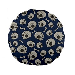 Halloween Skull Pattern Standard 15  Premium Flano Round Cushions by Valentinaart