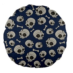 Halloween Skull Pattern Large 18  Premium Flano Round Cushions by Valentinaart