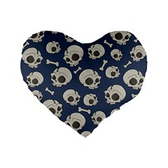 Halloween Skull Pattern Standard 16  Premium Flano Heart Shape Cushions