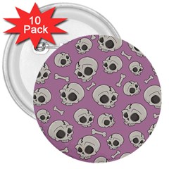 Halloween Skull Pattern 3  Buttons (10 Pack)  by Valentinaart