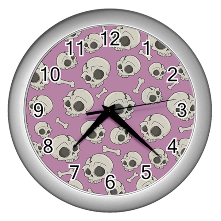 Halloween skull pattern Wall Clock (Silver)