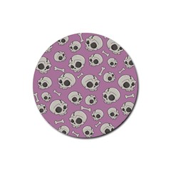 Halloween Skull Pattern Rubber Round Coaster (4 Pack)  by Valentinaart