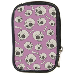 Halloween Skull Pattern Compact Camera Leather Case by Valentinaart