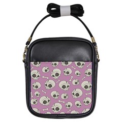 Halloween Skull Pattern Girls Sling Bag by Valentinaart