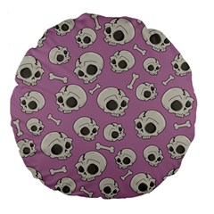 Halloween Skull Pattern Large 18  Premium Flano Round Cushions by Valentinaart