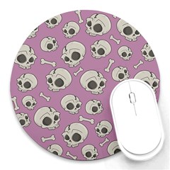 Halloween Skull Pattern Round Mousepads by Valentinaart