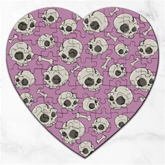 Halloween Skull Pattern Jigsaw Puzzle (heart) by Valentinaart