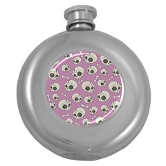 Halloween Skull Pattern Round Hip Flask (5 Oz) by Valentinaart