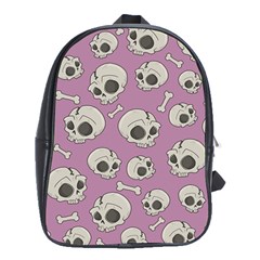 Halloween Skull Pattern School Bag (xl) by Valentinaart