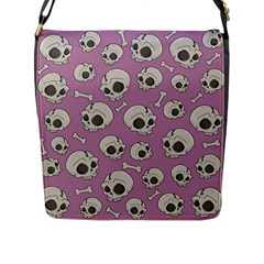 Halloween Skull Pattern Flap Closure Messenger Bag (l) by Valentinaart