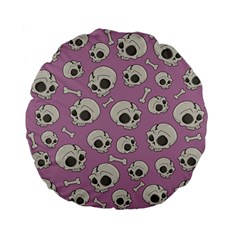 Halloween Skull Pattern Standard 15  Premium Flano Round Cushions by Valentinaart