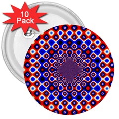 Digital Art Background Red Blue 3  Buttons (10 Pack)  by Sapixe