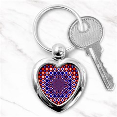 Digital Art Background Red Blue Key Chains (heart)  by Sapixe