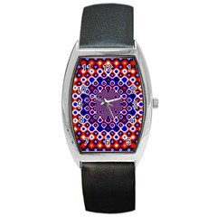 Digital Art Background Red Blue Barrel Style Metal Watch by Sapixe