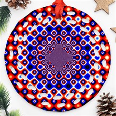 Digital Art Background Red Blue Round Filigree Ornament (two Sides) by Sapixe