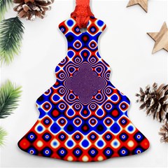 Digital Art Background Red Blue Christmas Tree Ornament (two Sides) by Sapixe