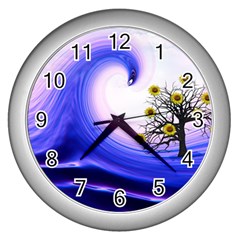 Composing Nature Background Graphic Wall Clock (silver) by Sapixe