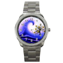 Composing Nature Background Graphic Sport Metal Watch by Sapixe