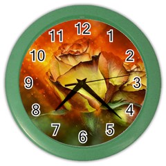 Rose Flower Petal Floral Love Color Wall Clock by Sapixe