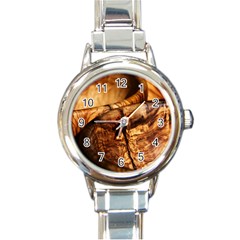 Olive Wood Wood Grain Structure Round Italian Charm Watch by Sapixe