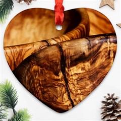 Olive Wood Wood Grain Structure Ornament (heart) by Sapixe