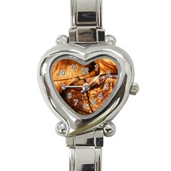 Olive Wood Wood Grain Structure Heart Italian Charm Watch by Sapixe