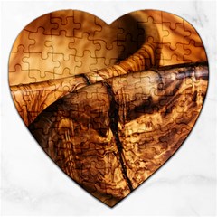 Olive Wood Wood Grain Structure Jigsaw Puzzle (heart) by Sapixe