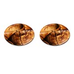 Olive Wood Wood Grain Structure Cufflinks (Oval) Front(Pair)