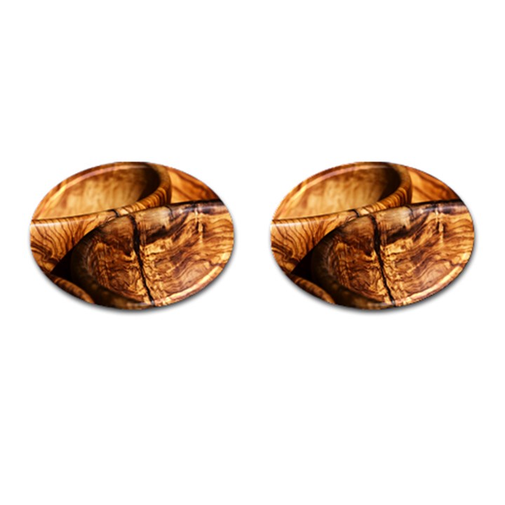 Olive Wood Wood Grain Structure Cufflinks (Oval)