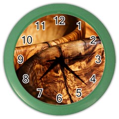 Olive Wood Wood Grain Structure Color Wall Clock by Sapixe