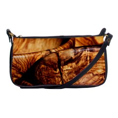 Olive Wood Wood Grain Structure Shoulder Clutch Bag by Sapixe