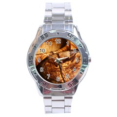 Olive Wood Wood Grain Structure Stainless Steel Analogue Watch by Sapixe