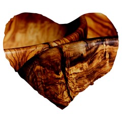 Olive Wood Wood Grain Structure Large 19  Premium Heart Shape Cushions by Sapixe