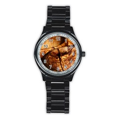 Olive Wood Wood Grain Structure Stainless Steel Round Watch by Sapixe