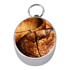 Olive Wood Wood Grain Structure Mini Silver Compasses by Sapixe